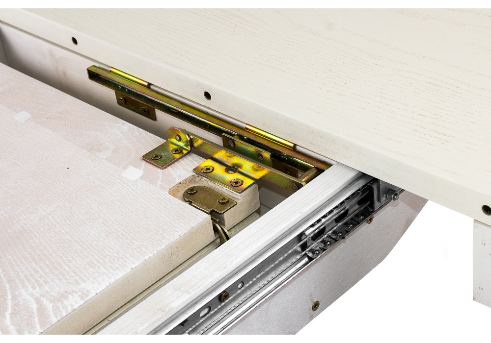 Стол деревянный Woodville Arno молочный с золотой патиной