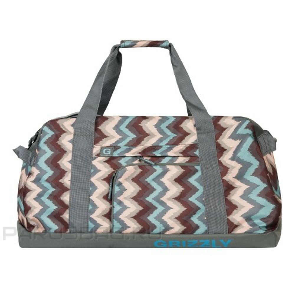 Сумка спортивная Grizzly 600-3/5 62*37*30см зиг-заги серо-розовые