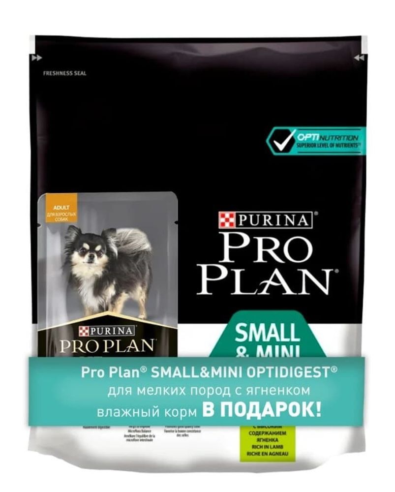 PRO PLAN ПРОМО-НАБОР корм для собак мелких пород с Ягненком 700г+ пауч 100г (12441005)