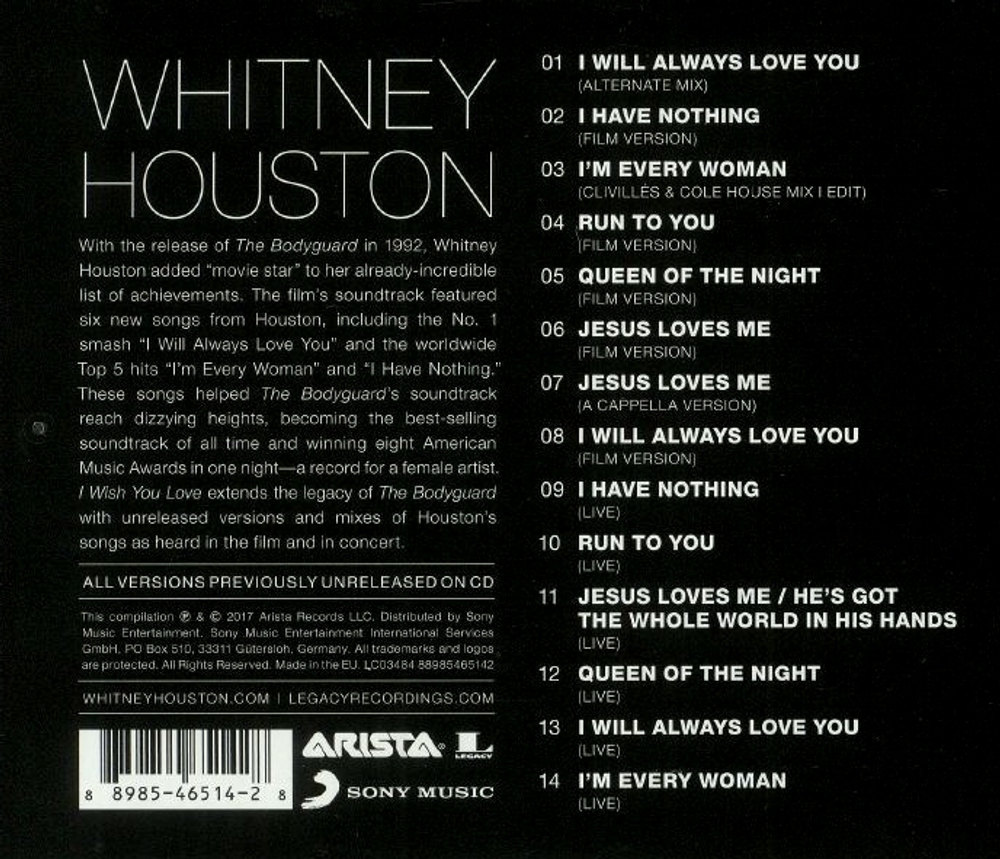 Whitney Houston / I Wish You Love: More From The Bodyguard (CD)