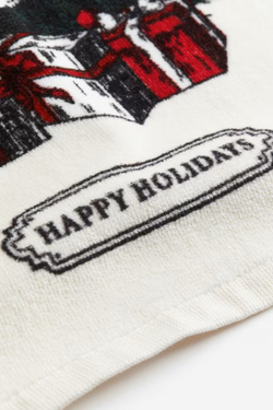 H&M Хлопковое полотенце с рождественским принтом, темно-зеленый