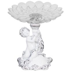 Фруктовница Эдем Белая с чашей из стекла