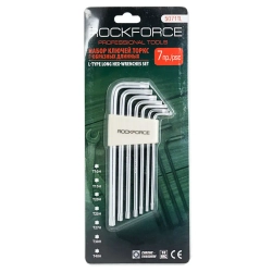Набор ключей TORX Г-образных длинных с отверстием 7пр.(Т10Н,Т15Н,Т20Н,Т25Н,Т27Н,Т30Н,Т40Н) в пластиковом держателе RockForce##Rock FORCE RF-5071TL