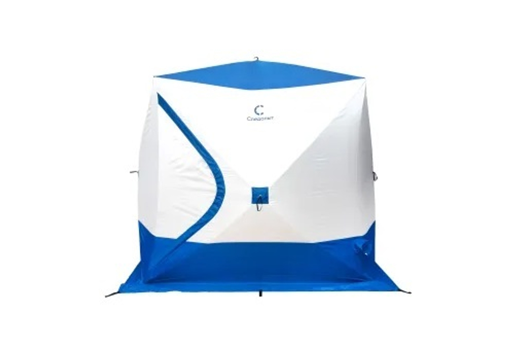 Палатка зимняя куб СЛЕДОПЫТ, 2,15х2,15 м, S по полу 4,6 кв.м, 3 слоя, цв. синий/белый