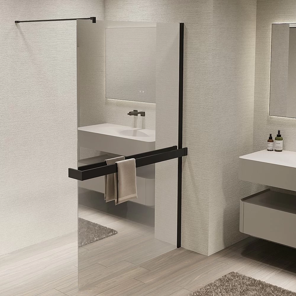 Душевое ограждение Vincea Walk-In VSW-1HR100MRB 100 черный/стекло зеркальное