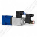 2FRE6B-2X/16QK4RV - Пропорциональный регулятор расхода Ду6 без доп. канала (стандарт), номинальный расход 16 л/мин, характеристика прогрессивная, обратный клапан - нет