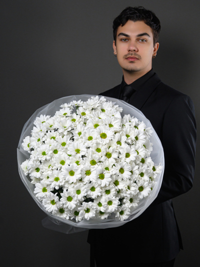 Моно букет из 15 хризантем ромашка