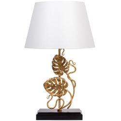 Настольная лампа Monstera Deliciosa (Монстера) Каштан Амбер с абажуром Сити Белый