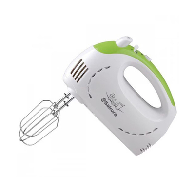 Миксер 350Вт, 5 скоростей, турбо-режим, 2 крюка, 2 венчика (белый/зеленый)