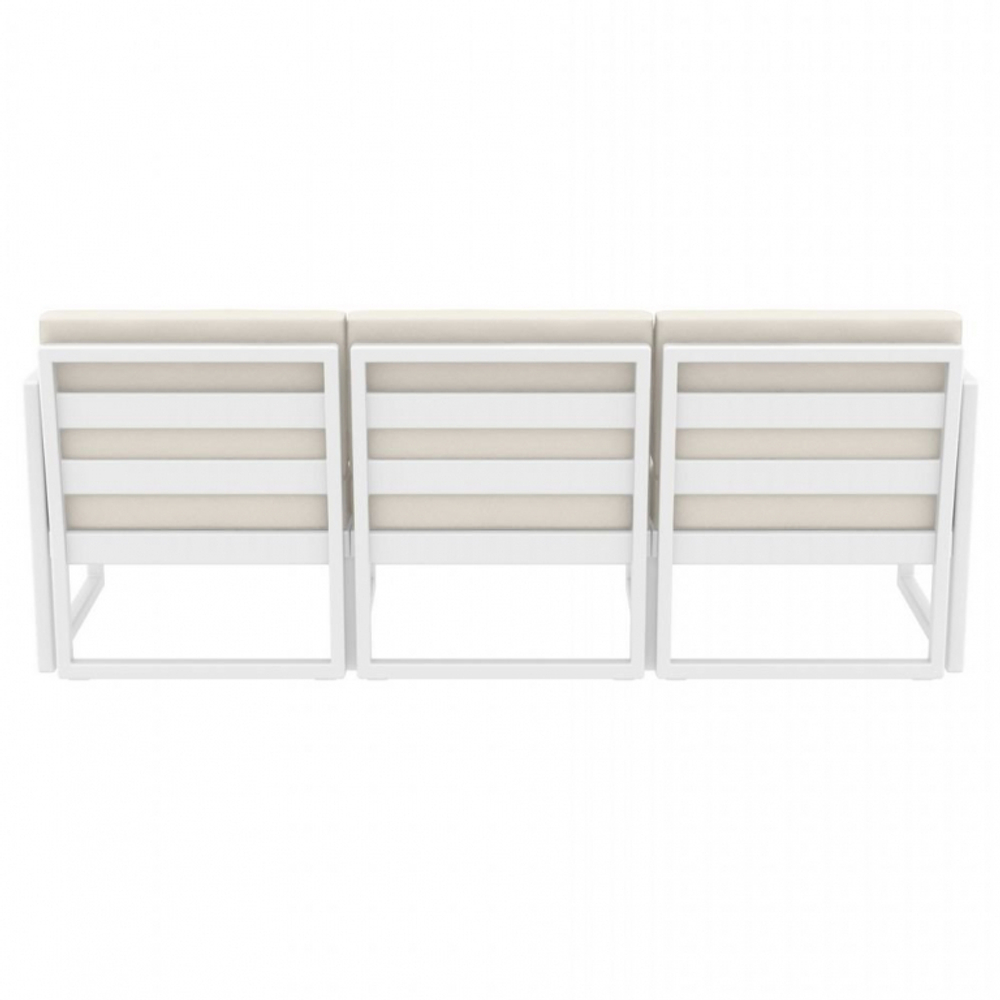 Диван пластиковый трехместный с подушками Siesta Contract Mykonos XL, белый, бежевый