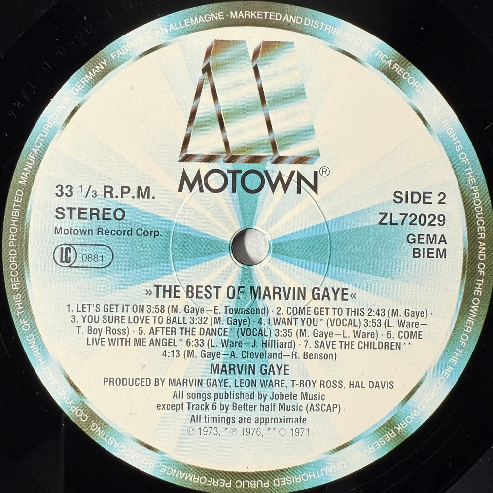 Marvin Gaye - The Best Of Marvin Gaye (Германия 1984г.)