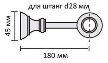 Кронштейн деревянный d28 мм однорядный, цвет коричневый/золото