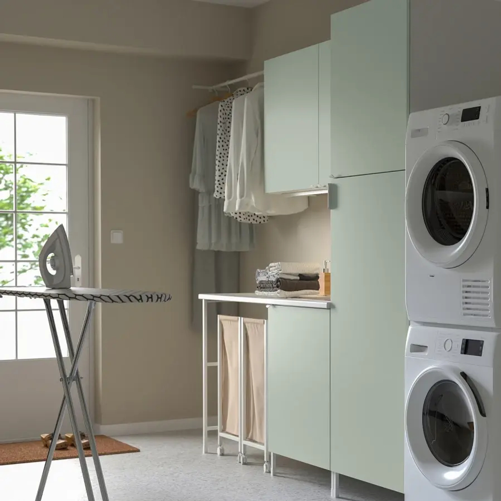 Комбинация для ванной - IKEA ENHET, 199х63.5х222.5 см, белый/светло-зеленый, ЭНХЕТ ИКЕА