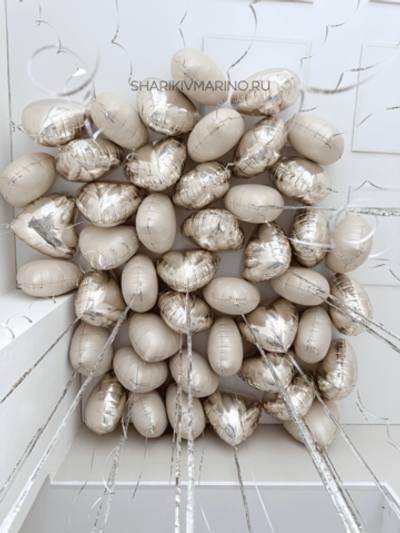 Фольгированные шары сердца в бежевых тонах