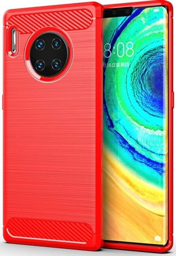 Чехол для Huawei Mate 30 Pro (Mate 30 RS) цвет Red (красный), серия Carbon от Caseport