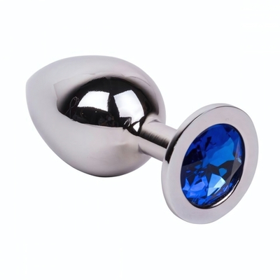 Большой стальной плаг с синим кристаллом Blue Space - 9,5 см. (Цвет: синий)
