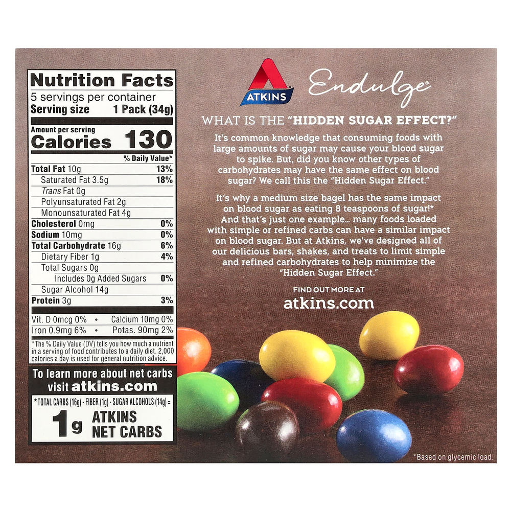 Atkins, Treat Endulge, шоколадные конфеты с арахисом, 5 упаковок, весом 34 г (1,2 унции) каждая