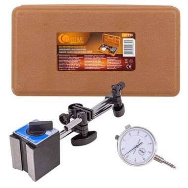 Индикатор часового типа с магнитной стойкой (0-10мм, погрешность-0,01мм), в пласт.кейсе FORSTIME FT-01729