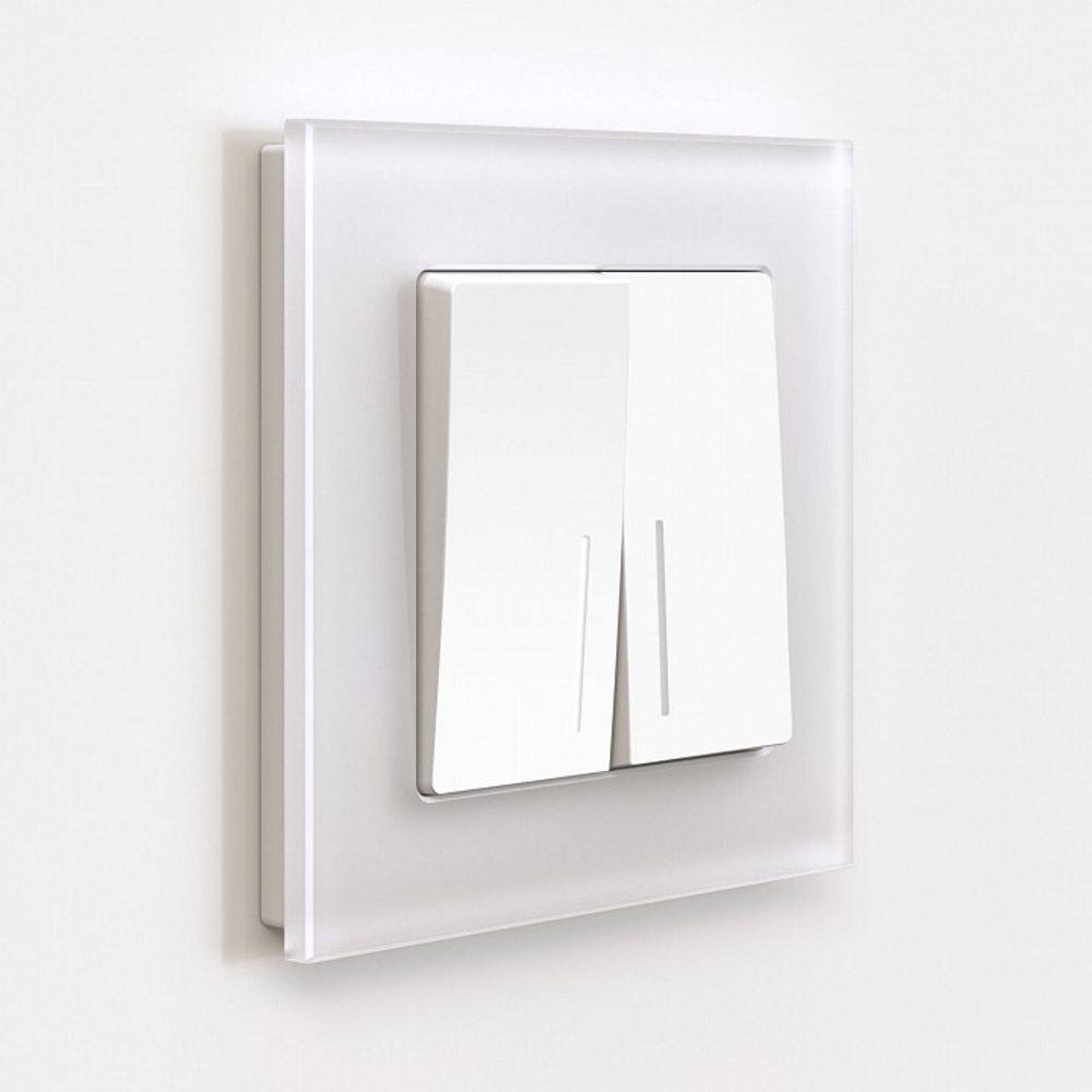 Выключатель двухклавишный с подсветкой без рамки Werkel белый матовый W1120161