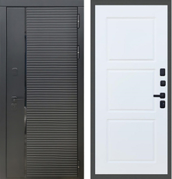 Входная металлическая дверь Рекс 30 Кварц черный / ФЛ-2 Силк сноу (белый матовый, без текстуры)