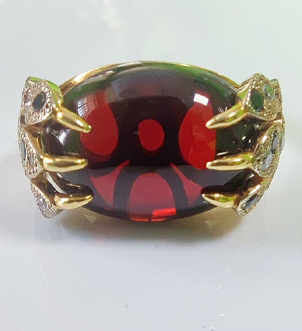 Кольцо Эстерелла 2000000477527, золото, родированное, 17.5 размер, гранат и бриллианты