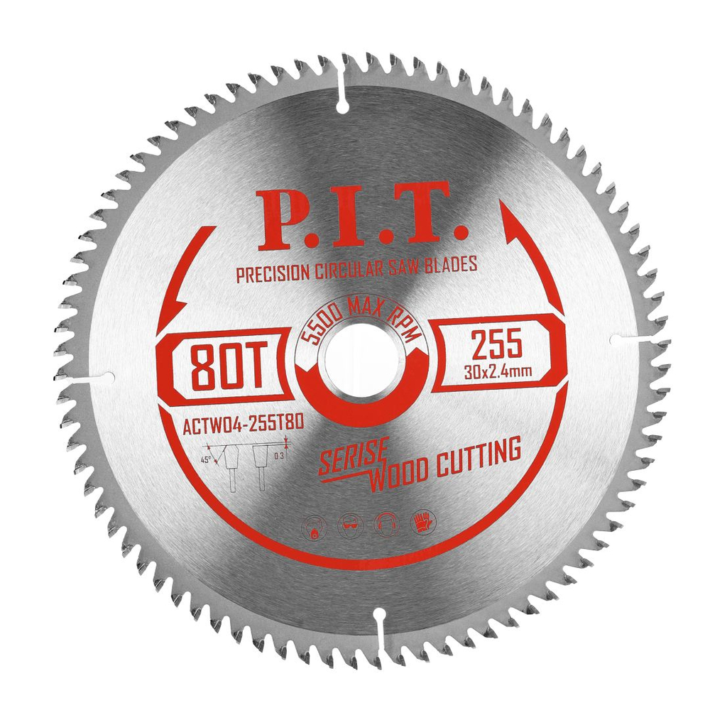 Диск пильный P.I.T. 255x30x2,4 мм 80T(ACTW04-255T80)