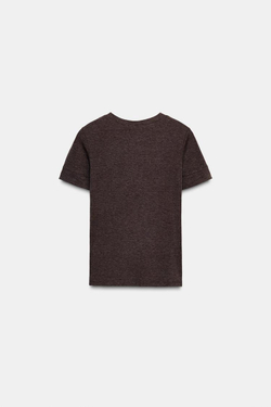 ZARA МИНИМАЛИСТИЧНАЯ ФУТБОЛКА С КОРОТКИМИ РУКАВАМИ, КОРИЧНЕВЫЙ