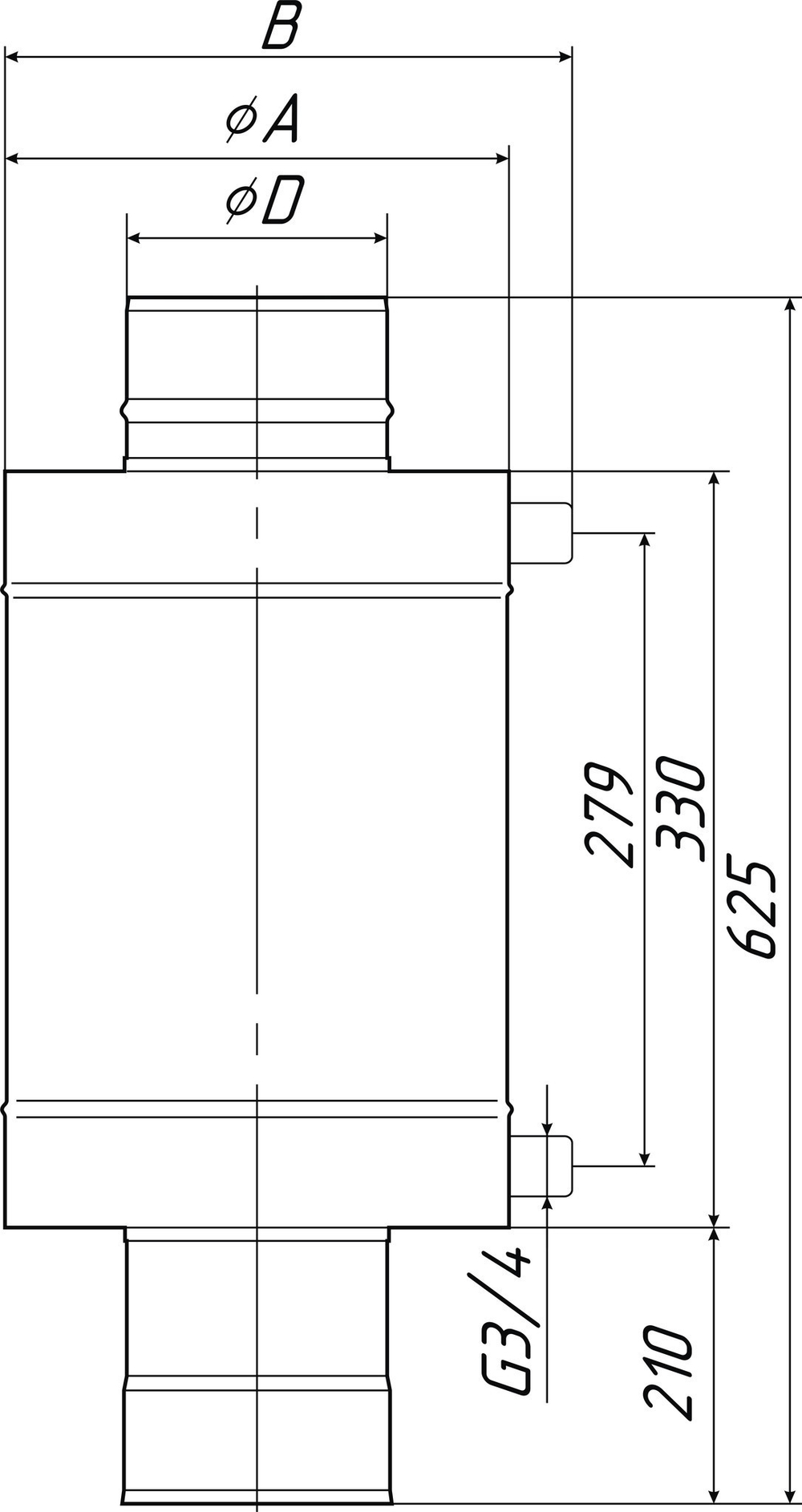 Теплообменник КОСТАКАН 9л, самоварного типа, Ø150, G3/4