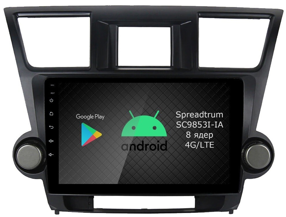 Магнитола для Toyota Highlander 2 2007-2013 XU40 - Roximo RI-1122 Android 12, ТОП процессор, 8/128Гб, SIM-слот (крутилки декоративные)