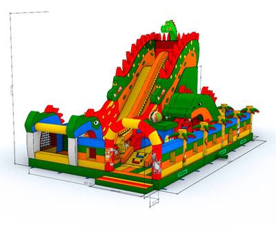 Коммерческий надувной батут «Змей Горыныч» с механизированной головой 13*8*7 м