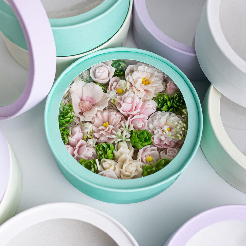 Коробка круглая с окном белая, 20*7см