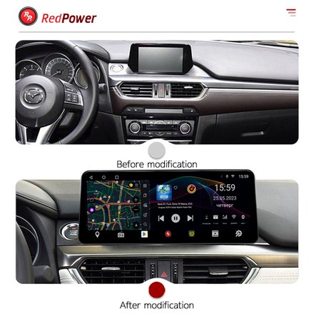 Магнитола для Mazda 6 2015-2018 - Redpower 85022XLMPRO монитор 12.3" QLED в стиле Audi, Android 14, CarPlay, 4G SIM-слот