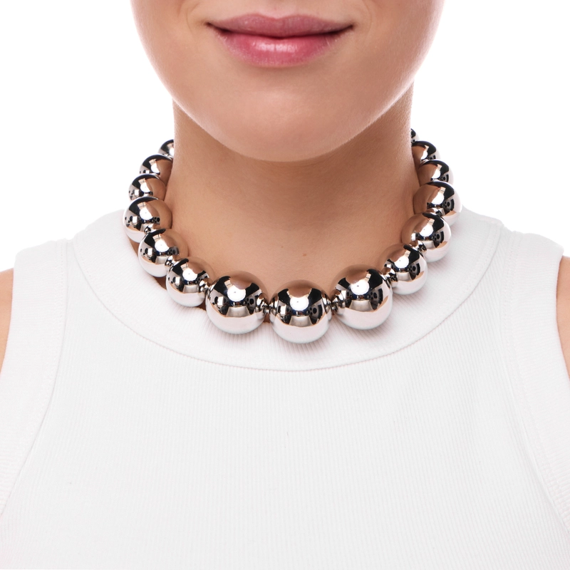 Колье Крупные Серебряные Шары