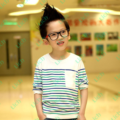 Лонгслив детский в полоску с однотонным карманом