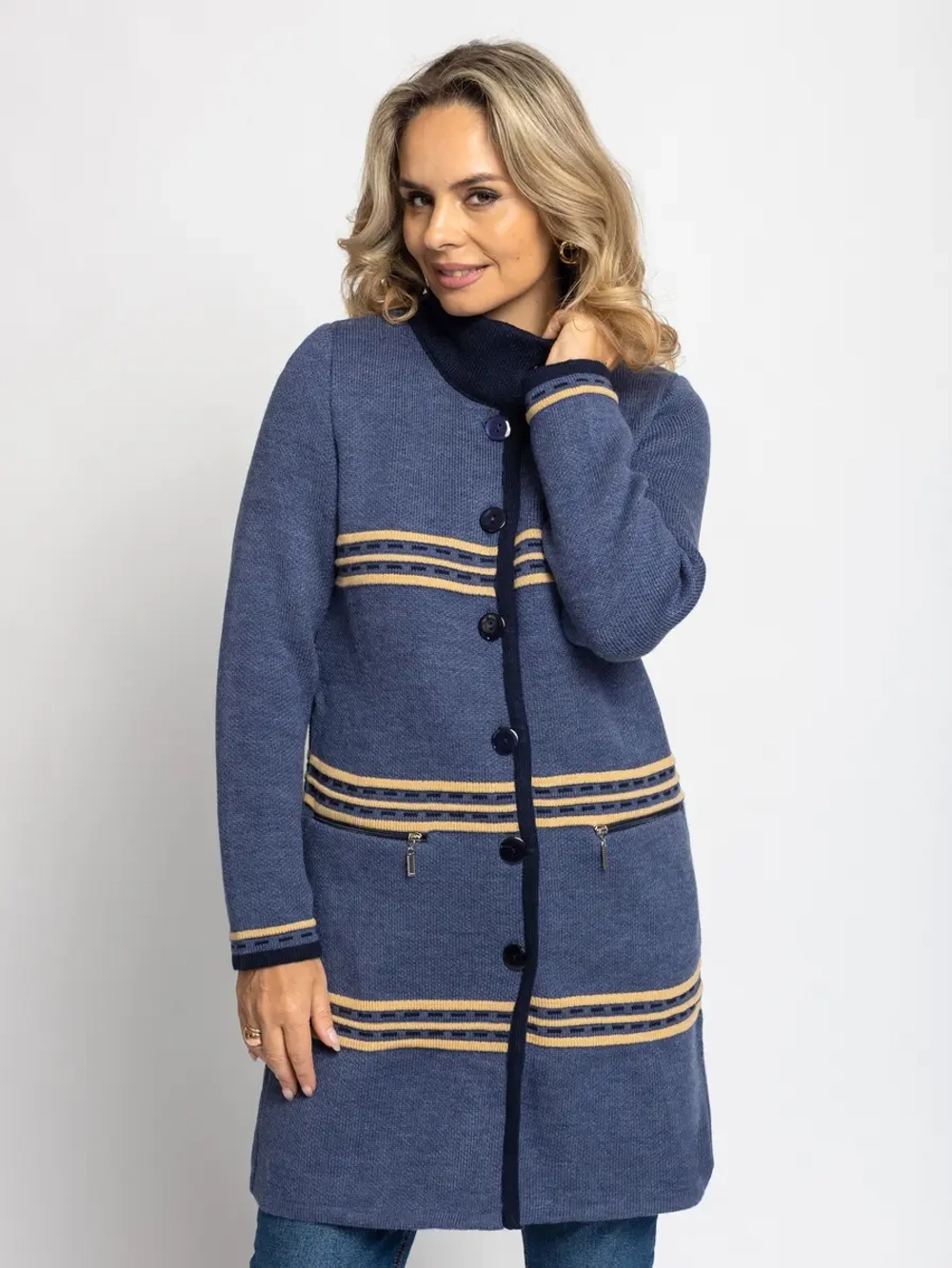 Кардиган В 1617/джинсовый микс