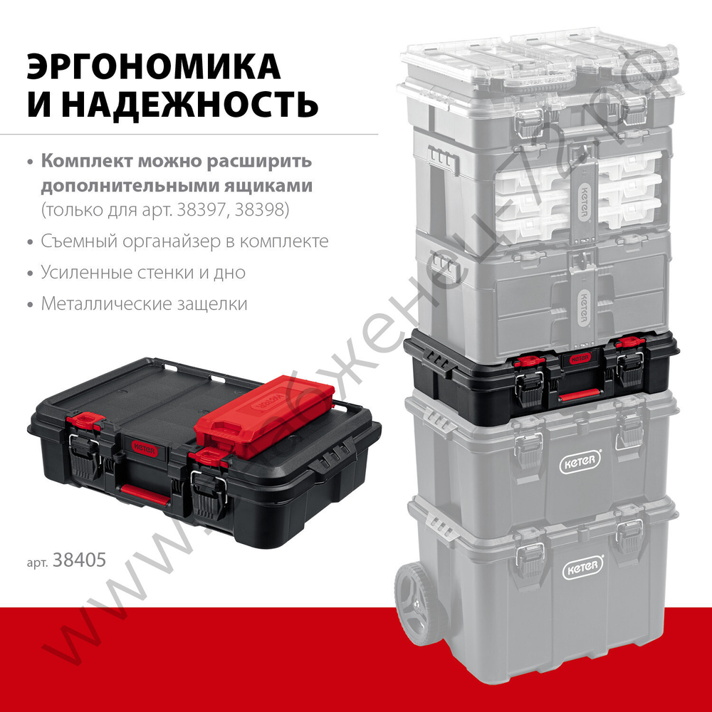KETER STACKNROLL, 526 х 341 х 148 мм, (21″), пластиковый ящик-кейс (38405)
