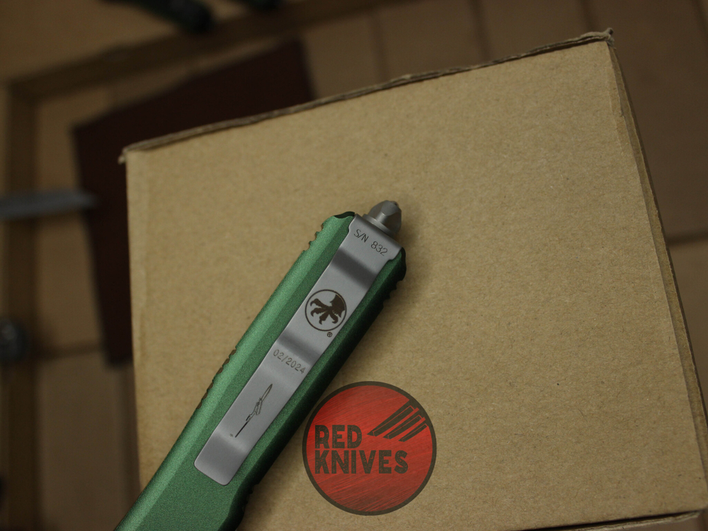 Нож Microtech Ultratech Standard S/E A+++ - зеленая рукоять, клинок апокалиптик