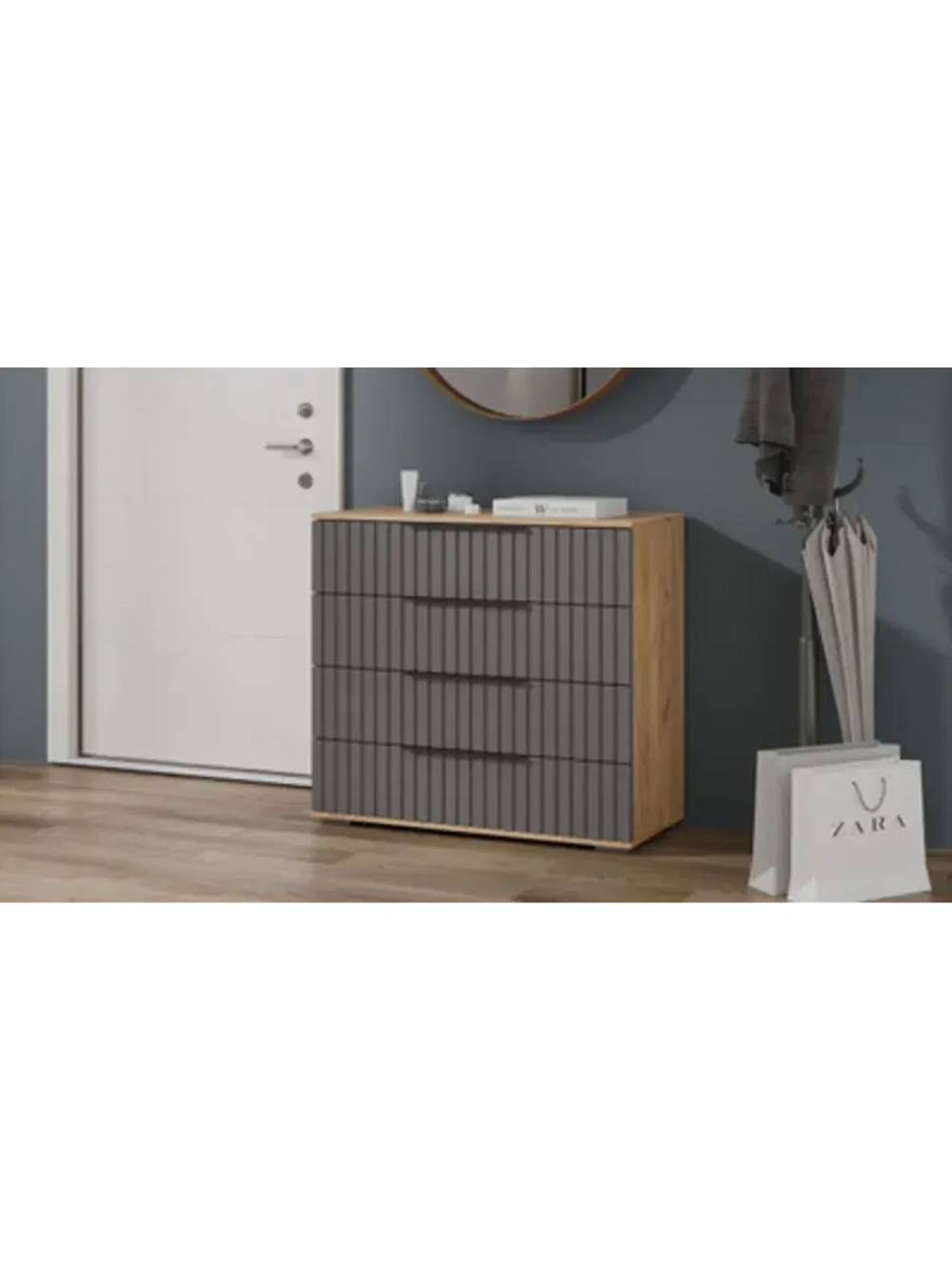 Комод для одежды Графит матовый 4 ящика 92х41х84 см