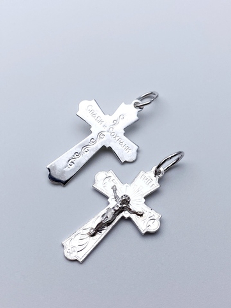 Крест из серебра/С алмазной огранкой