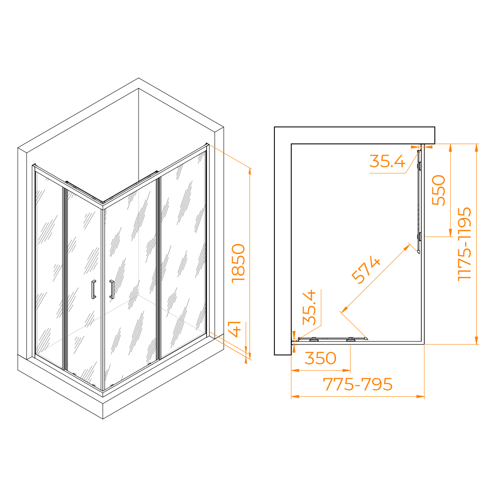 Душевой уголок RGW PA-146B (Прозрачное, 800x1200)