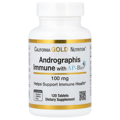 California Gold Nutrition, Andrographis Immune с AP-Bio, экстракт андрографиса с витамином C и цинком, 100 мг, 120 таблеток