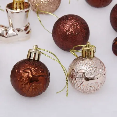 Набор украшений «Волшебное сияние» 4 см (13 предметов), шоколад/шампань