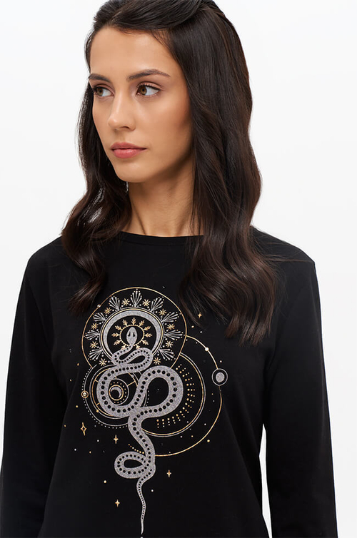 23318 Лонгслив женский (черный / серебристый)