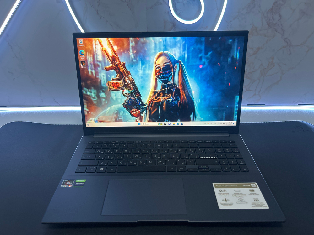 Ноутбук ASUS VivoBook Pro 15 (M6500QC-HN058) 15.6"/AMD Ryzen 5 5600H/RAM 16GB/SSD 512GB/Nvidia RTX3050 4Gb/1920*1080/IPS 144Hz/DOS/Подсветка кл-ры: нет/синий