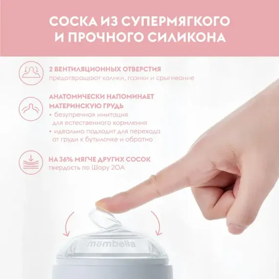 Антиколиковая соска Mombella для бутылочки 3+