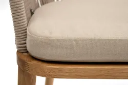 "Лион" стул плетеный из роупа, основание дуб, роуп бежевый круглый, ткань бежевая 035