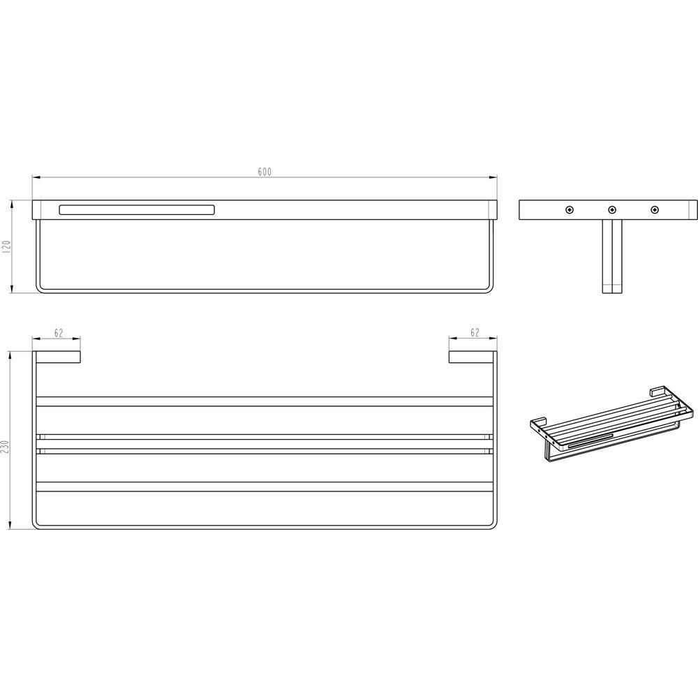 Полка Boheme Q 10947-SGM shine gun metal для полотенец