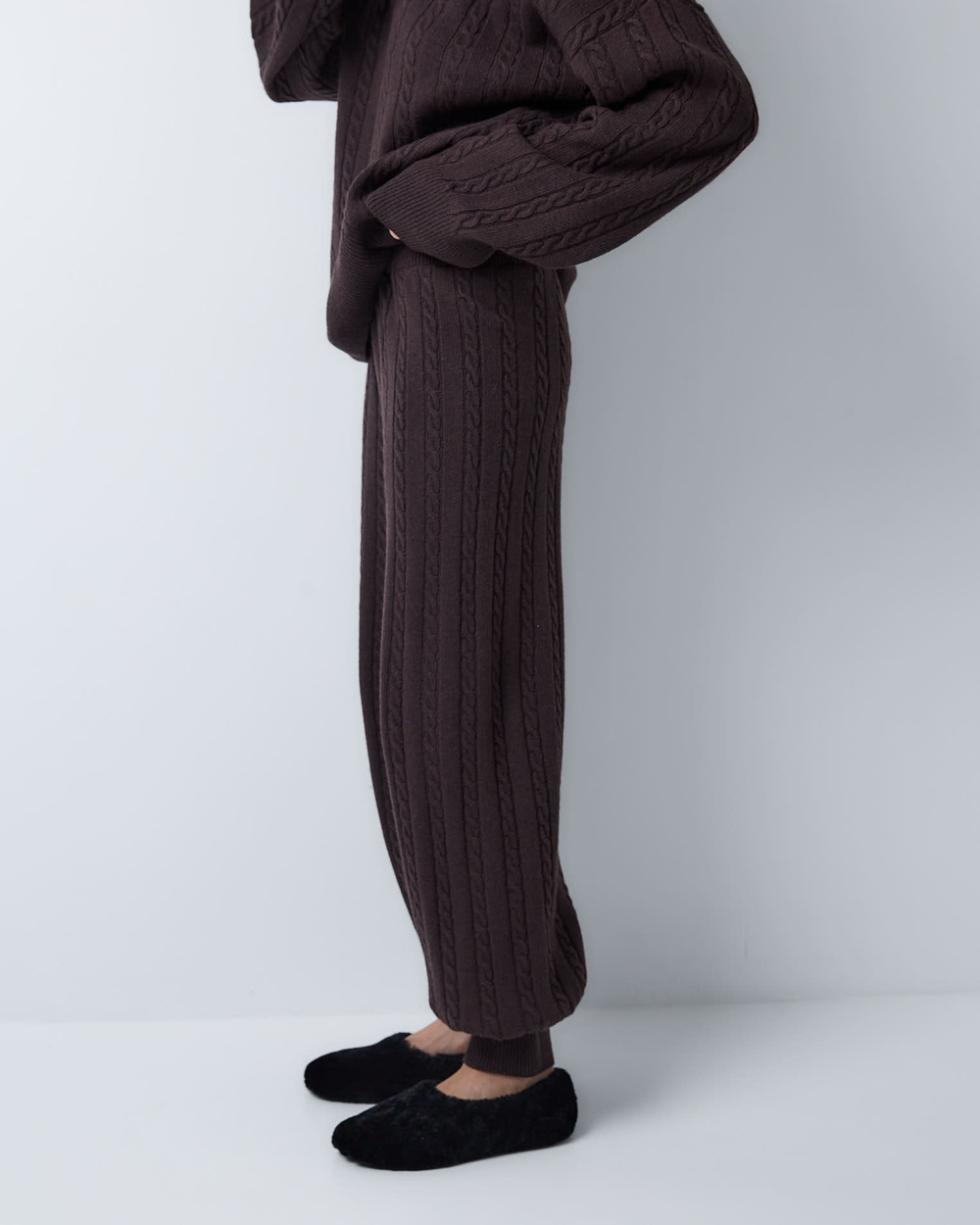 Брюки из смесового кашемира шоколадный
