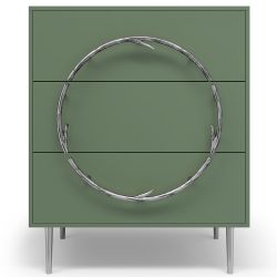 Комод Арт Колор matte Стайл Сильвер с 3 ящиками Зеленый нефрит матовый