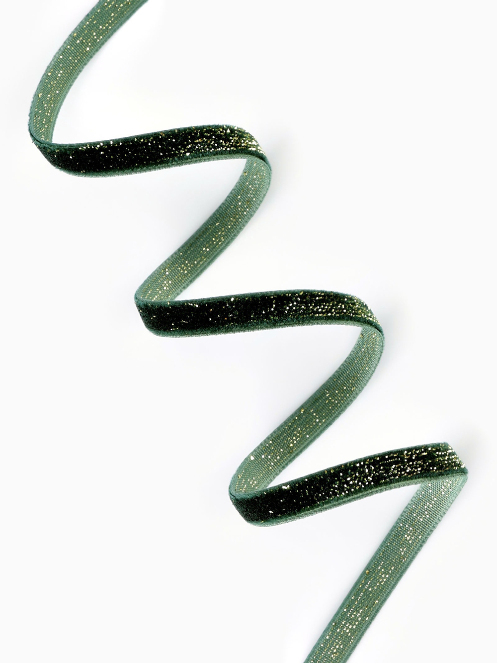 Лента бархатная 6мм, №VS5-165 зелёный золотой люрекс АУ 9626575